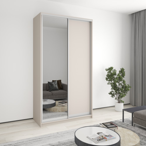 MebelStar Two-door wardrobe Standard AL Chipboard/Mirror Cashmere, 130x60x240 cm (MBS-3756)