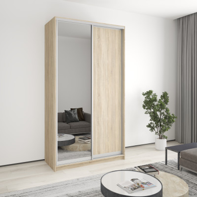 MebelStar Two-door wardrobe Standard AL Chipboard/Mirror Sonoma Oak, 130x60x240 cm (MBS-3747)