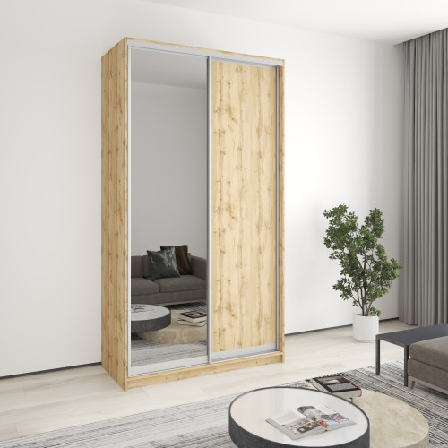 MebelStar Two-door wardrobe Standard AL Chipboard/Mirror Tahoe oak, 130x45x240 cm (MBS-3720)