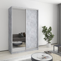MebelStar Two-door wardrobe Standard AL Chipboard/Mirror Concrete, 140x60x210 cm (MBS-2445)