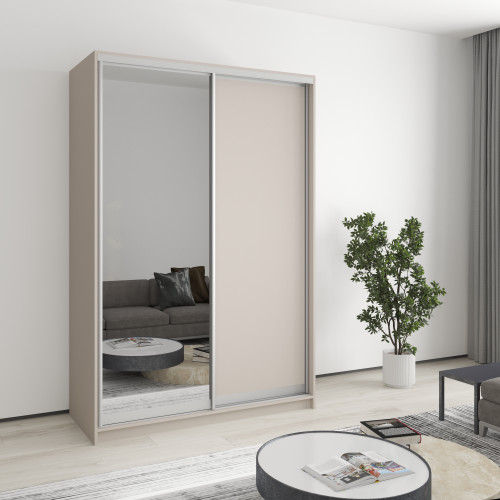 MebelStar Two-door wardrobe Standard AL Chipboard/Mirror Cashmere, 140x60x210 cm (MBS-2436)