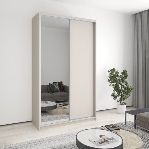 MebelStar Two-door wardrobe Standard AL Chipboard/Mirror Cashmere, 140x60x240 cm (MBS-3757)