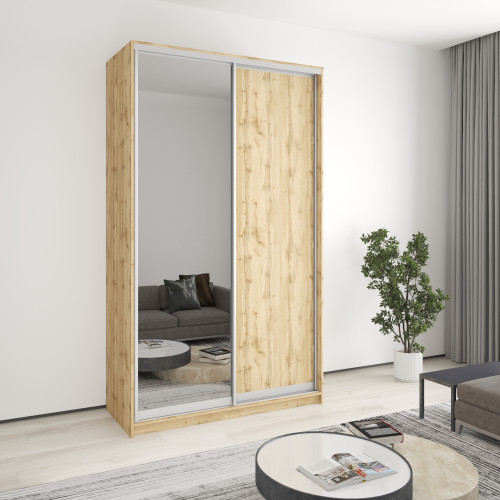 MebelStar Two-door wardrobe Standard AL Chipboard/Mirror Tahoe oak, 140x45x240 cm (MBS-3721)