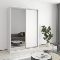MebelStar Two-door wardrobe Combo AL Chipboard/Mirror Alaska white, 150x45x210 cm (MBS-2722)