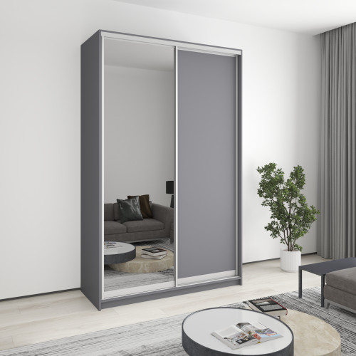 Шкаф-купе двухдверный MebelStar Стандарт AL ДСП/Зеркало 150x60x240 см Антрацит (MBS-3740)