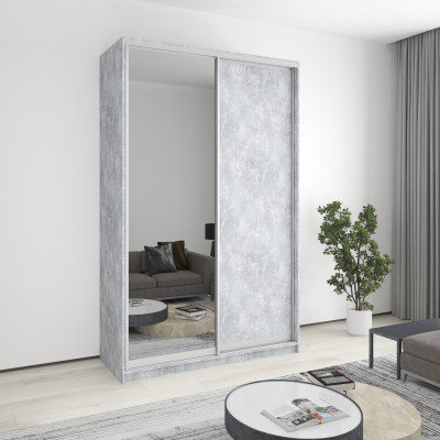 MebelStar Two-door wardrobe Standard AL Chipboard/Mirror Concrete, 150x60x240 cm (MBS-3767)