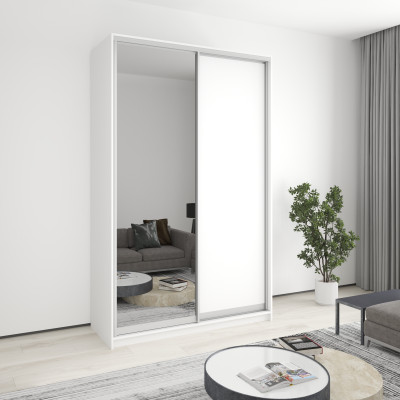 MebelStar Two-door wardrobe Combo AL Chipboard/Mirror Alaska white, 150x45x240 cm (MBS-4096)
