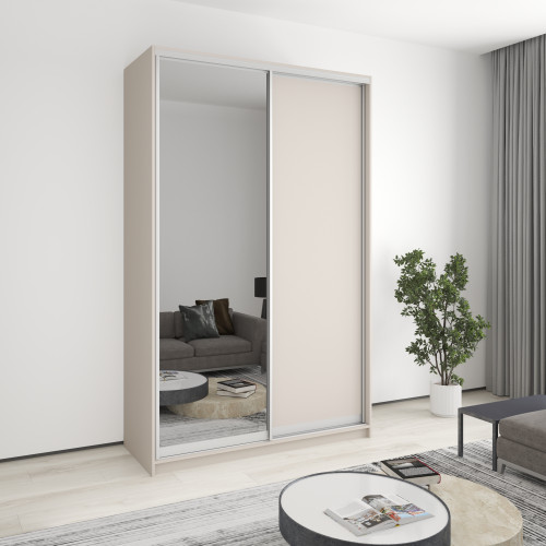 Шкаф-купе двухдверный MebelStar Комбо AL ДСП/Зеркало 150x45x240 см Кашемир (MBS-4108)