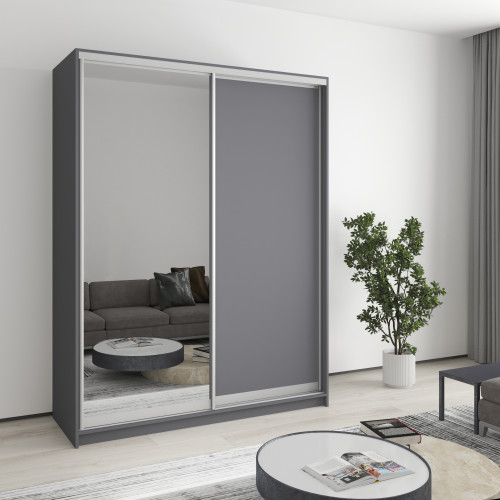 Шкаф-купе двухдверный MebelStar Стандарт AL ДСП/Зеркало 160x45x210 см Антрацит (MBS-2366)