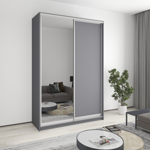 Шкаф-купе двухдверный MebelStar Стандарт AL ДСП/Зеркало 160x60x240 см Антрацит (MBS-3741)