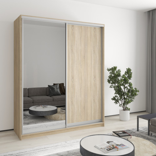 Шкаф-купе двухдверный MebelStar Стандарт AL ДСП/Зеркало 170x60x210 см Дуб сонома (MBS-2430)