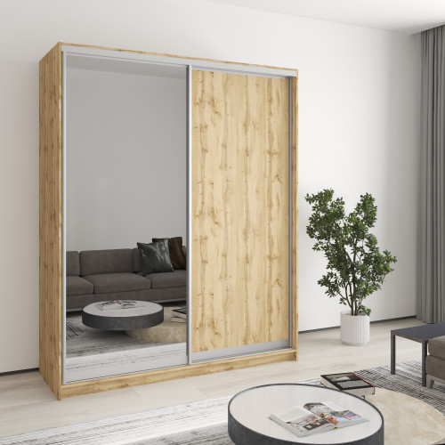 Шкаф-купе двухдверный MebelStar Комбо AL ДСП/Зеркало 170x45x210 см Дуб тахо (MBS-3522)