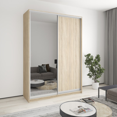MebelStar Two-door wardrobe Combo AL Chipboard/Mirror Sonoma Oak, 170x60x240 cm (MBS-4134)