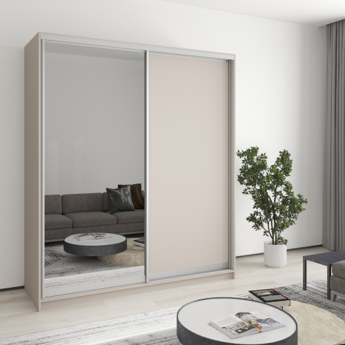 Шкаф-купе двухдверный MebelStar Комбо AL ДСП/Зеркало 180x45x210 см Кашемир (MBS-2737)