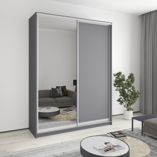Шкаф-купе двухдверный MebelStar Комбо AL ДСП/Зеркало 180x45x240 см Антрацит (MBS-4103)