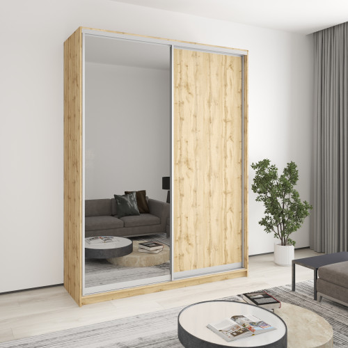 Шкаф-купе двухдверный MebelStar Комбо AL ДСП/Зеркало 180x45x240 см Дуб тахо (MBS-4123)