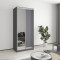 MebelStar Two-door wardrobe Uni AL Chipboard/Mirror Anthracite, 90x45x210 cm (MBS-2608)