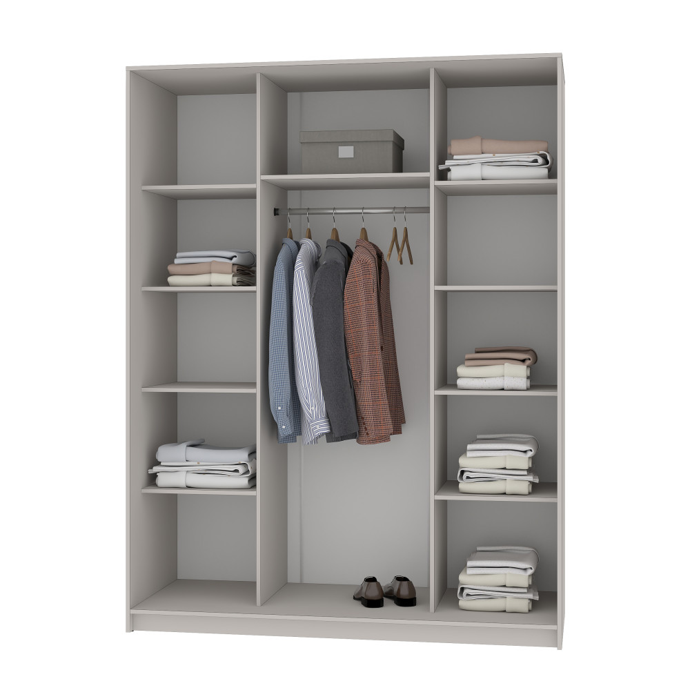 MebelStar Two-door wardrobe Combo AL 2DSP Anthracite, 160x60x210 cm (MBS-2703)