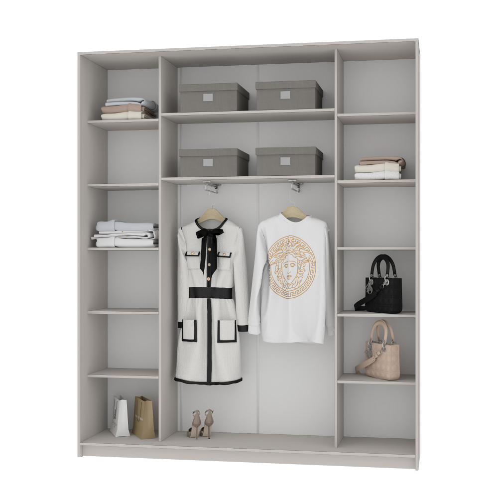 MebelStar Three-door wardrobe Combo AL 2DSP/Mirror Anthracite, 200x45x240 cm (MBS-1683)