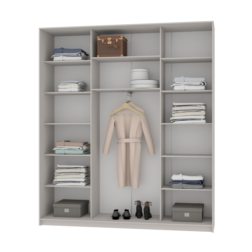 MebelStar Three-door wardrobe Combo AL 3 Mirrors Alaska white, 210x45x240 cm (MBS-1704)