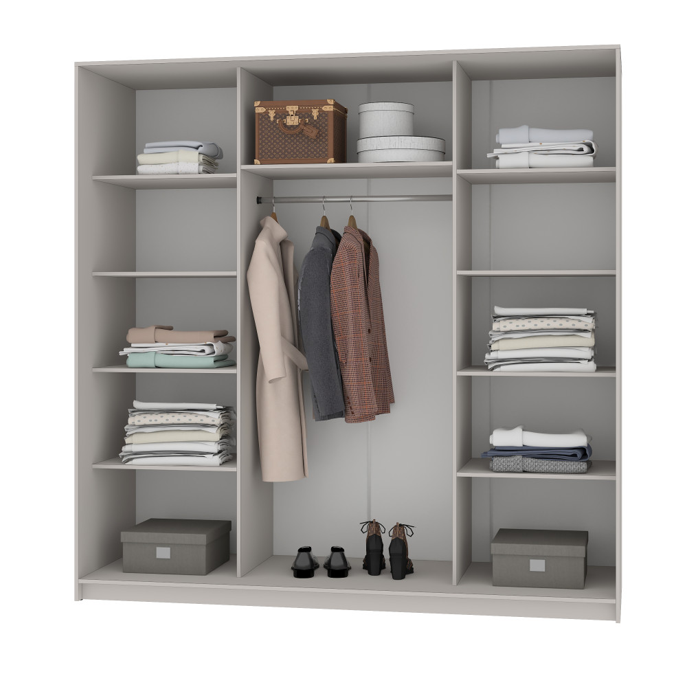 MebelStar Three-door wardrobe Combo AL 2DSP/Mirror Cashmere, 210x60x210 cm (MBS-3361)