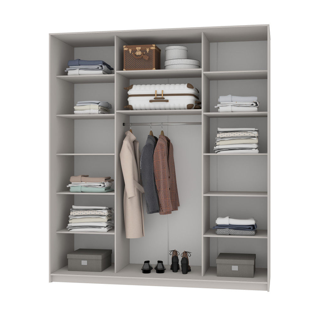 MebelStar Three-door wardrobe Combo AL 3DSP Alaska gray, 210x60x240 cm (MBS-1748)