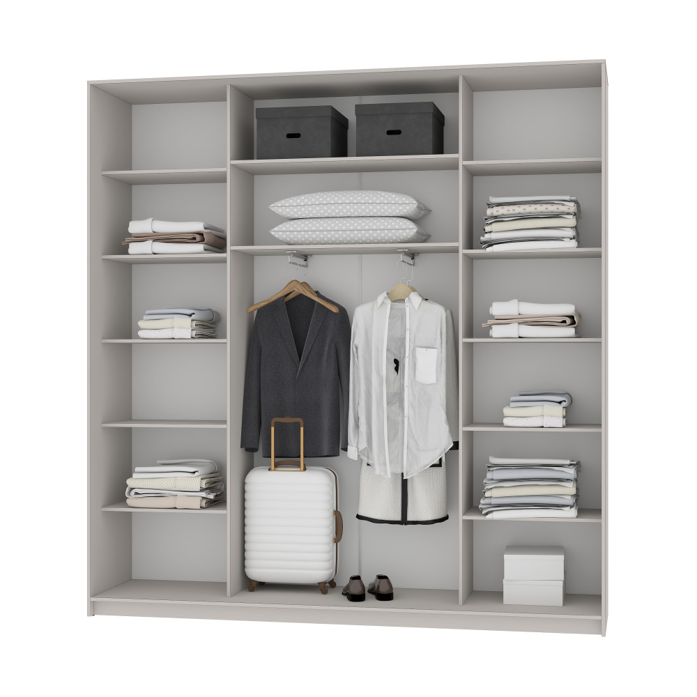 MebelStar Three-door wardrobe Combo AL 2DSP/Mirror Cashmere, 230x45x240 cm (MBS-2135)