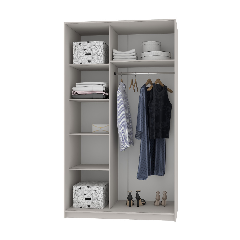 MebelStar Two-door wardrobe Standard AL Chipboard/Mirror Concrete, 120x60x210 cm (MBS-2443)