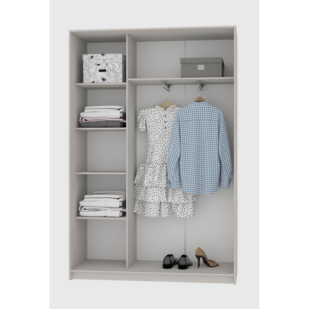 MebelStar Two-door wardrobe Standard AL Chipboard/Mirror Anthracite, 140x45x210 cm (MBS-2364)