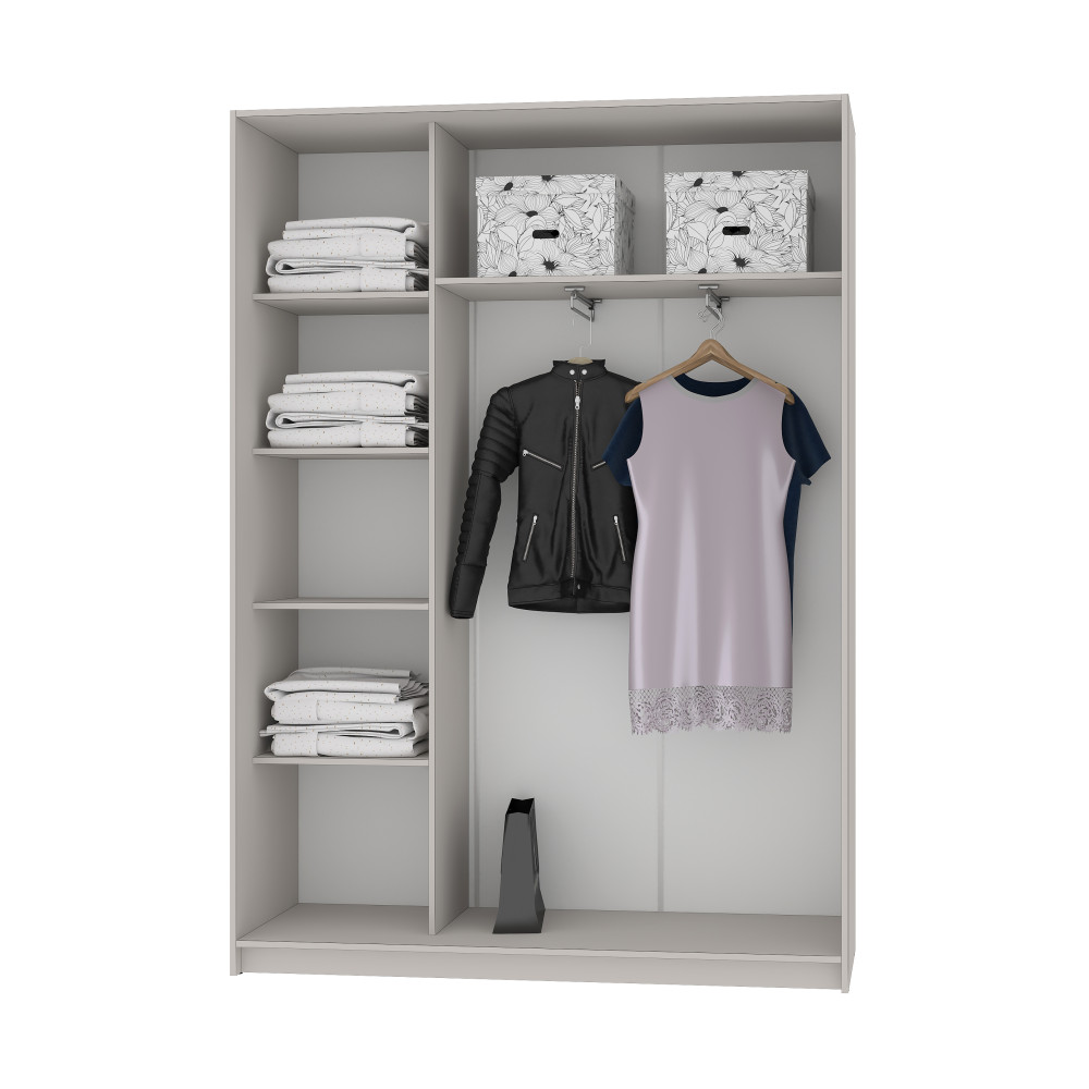 MebelStar Two-door wardrobe Standard AL Chipboard/Mirror Alaska white, 150x45x210 cm (MBS-2356)