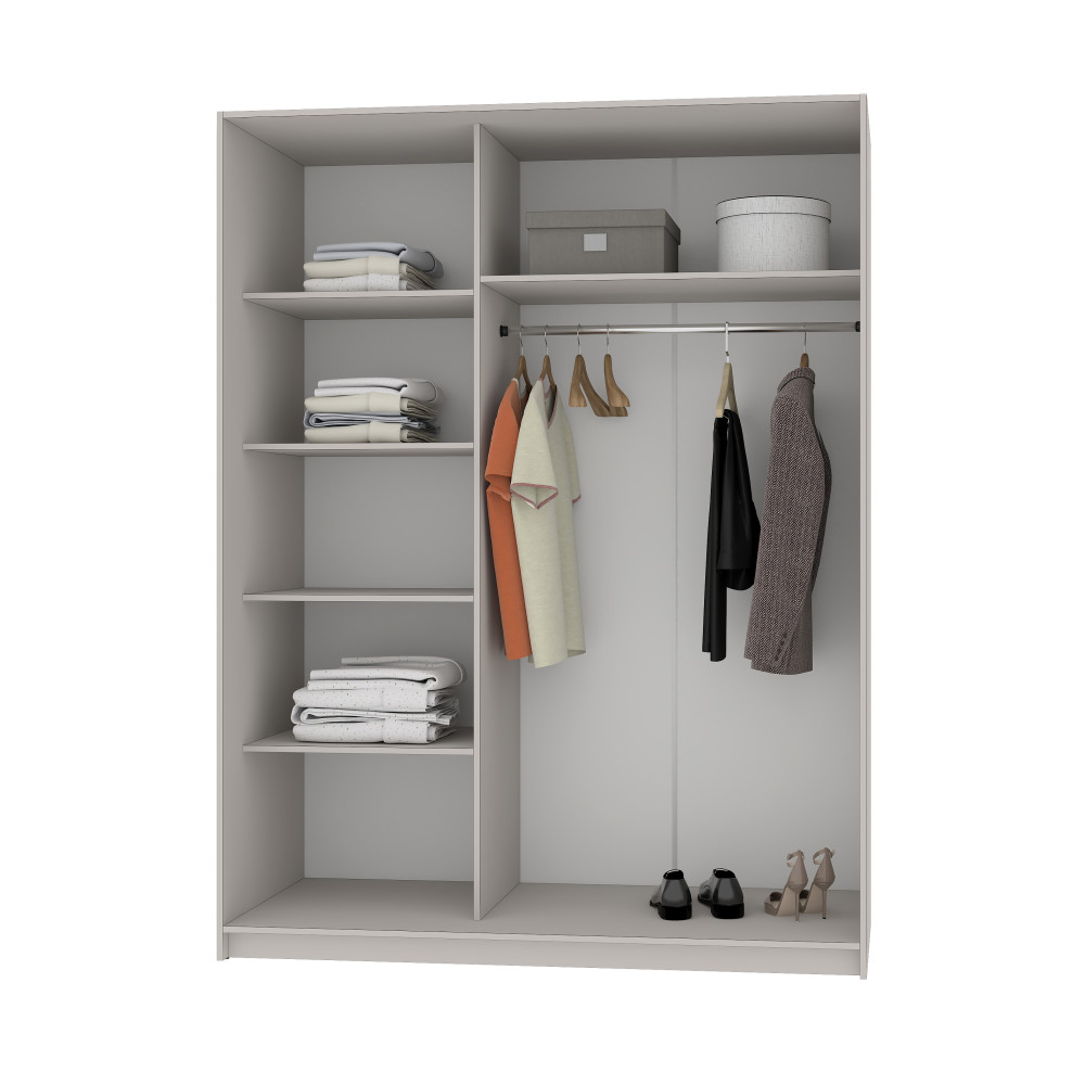 MebelStar Two-door wardrobe Standard AL Chipboard/Mirror Concrete, 160x60x210 cm (MBS-2447)