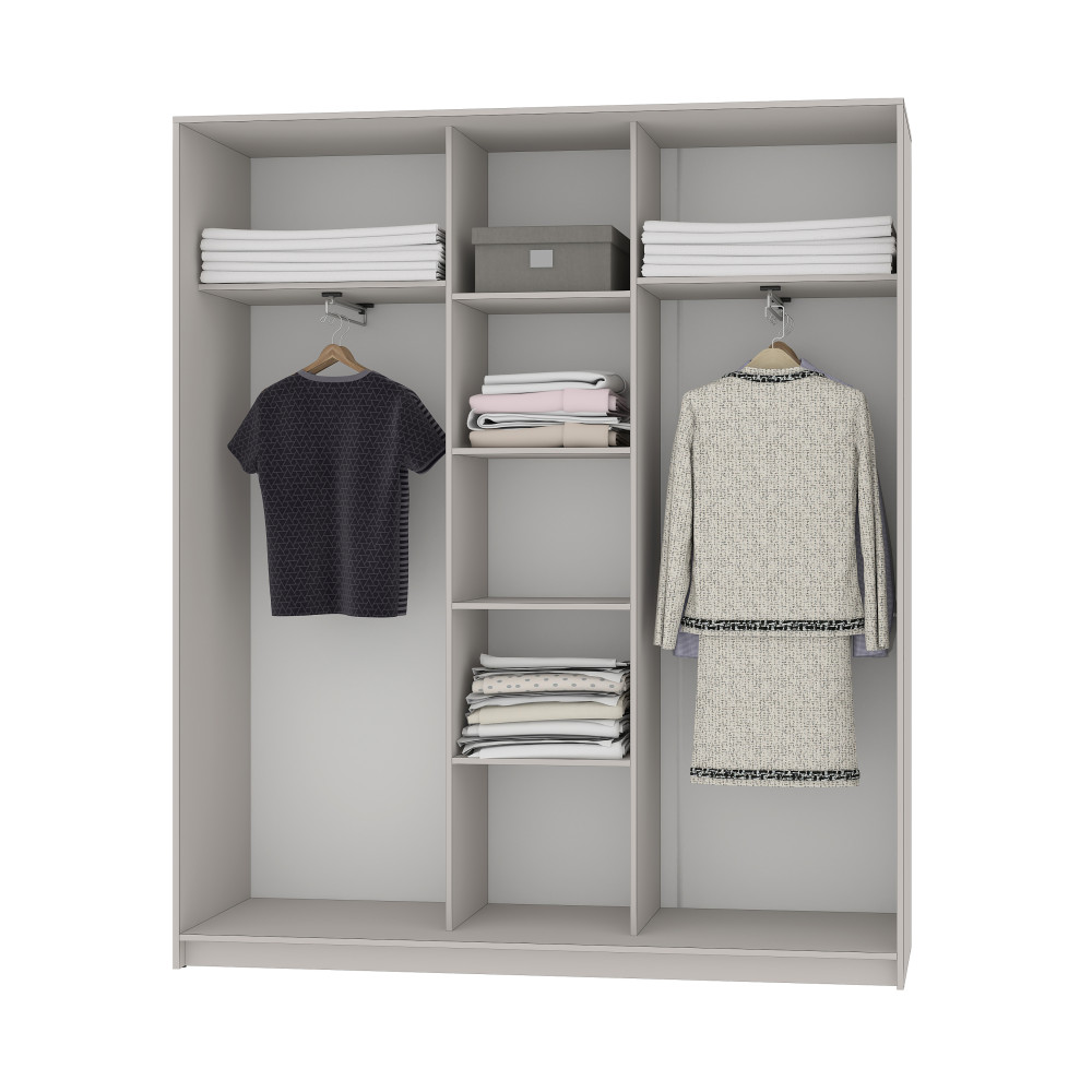 MebelStar Three-door wardrobe Standard BG 3DSP Alaska gray, 180x45x210 cm (MBS-8280)