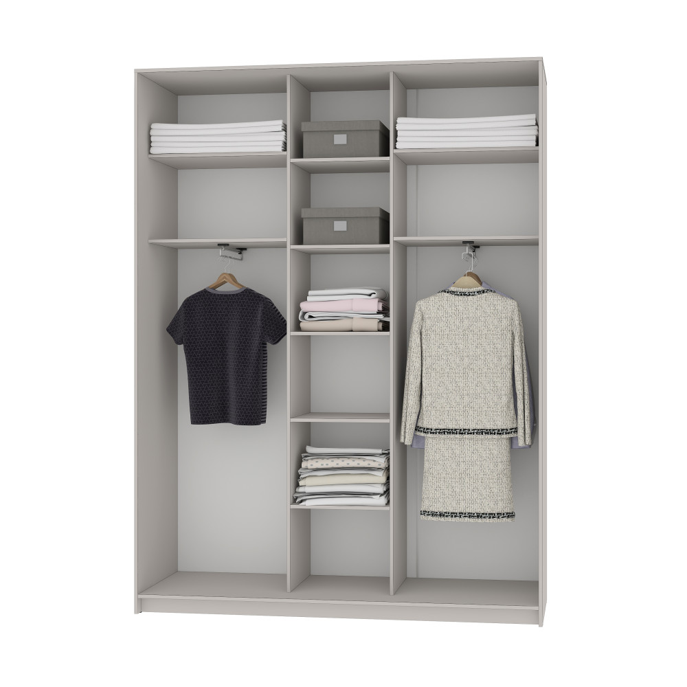 MebelStar Three-door wardrobe Standard AL 2DSP/Mirror Cashmere, 180x45x240 cm (MBS-1545)