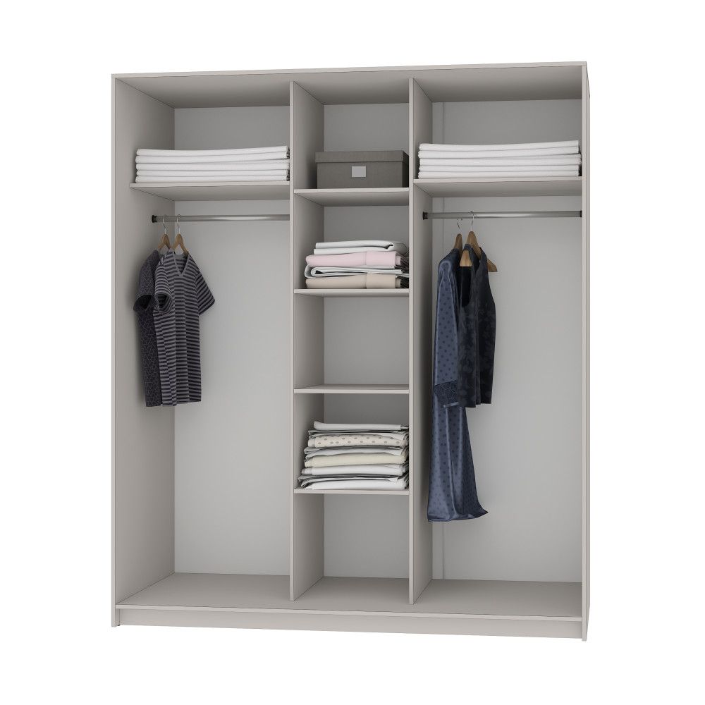 MebelStar Three-door wardrobe Standard BG 3DSP Concrete, 180x60x210 cm (MBS-8274)
