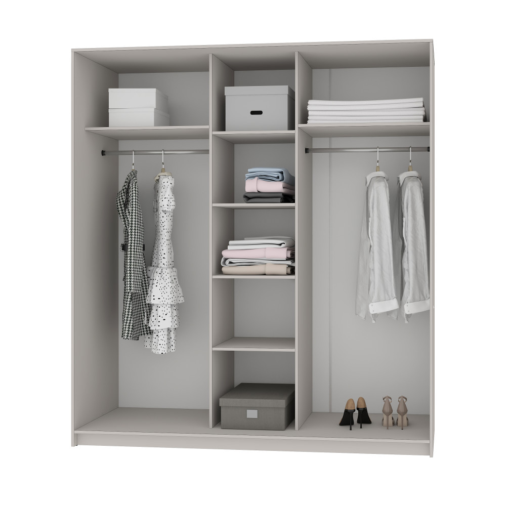 MebelStar Three-door wardrobe Standard BG 3DSP Alaska gray, 190x60x210 cm (MBS-8287)