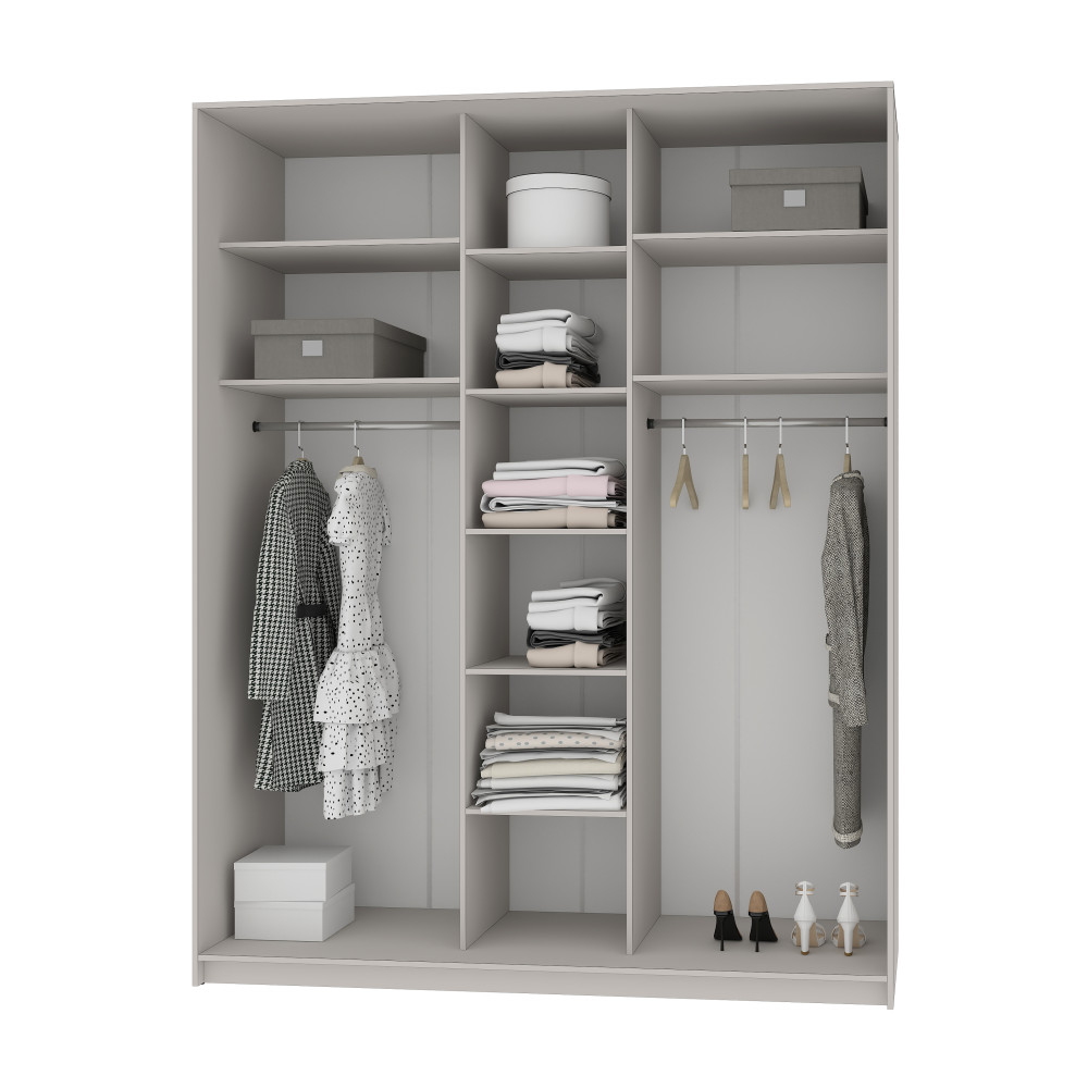 MebelStar Three-door wardrobe Standard AL 2DSP/Mirror Alaska white, 190x60x240 cm (MBS-1526)