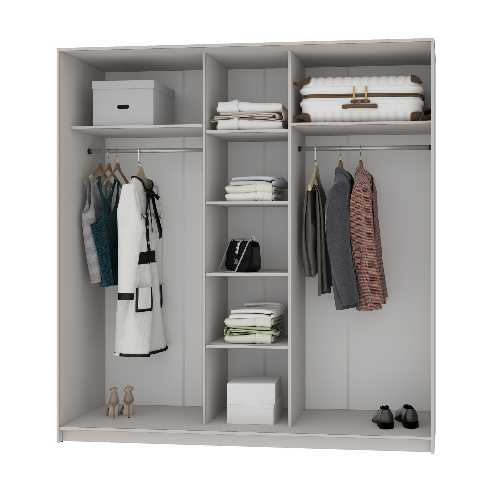 MebelStar Three-door wardrobe Standard AL 2DSP/Mirror Alaska gray, 200x60x210 cm (MBS-2958)