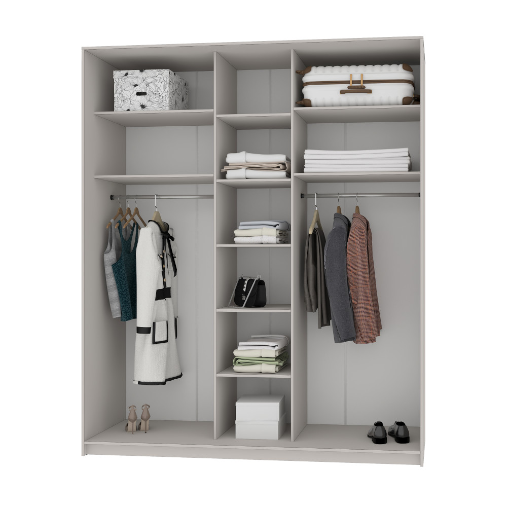 MebelStar Three-door wardrobe Standard AL 2DSP/Mirror Anthracite, 200x60x240 cm (MBS-1535)