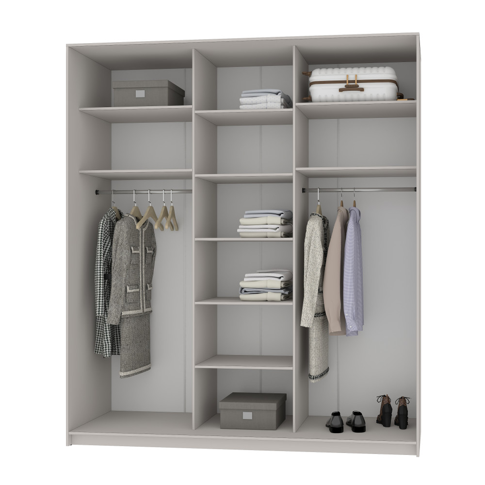 MebelStar Three-door wardrobe Standard AL 2DSP/Mirror Alaska white, 210x60x240 cm (MBS-1528)