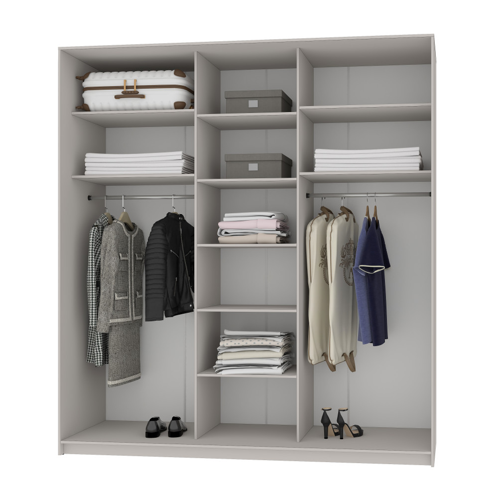 MebelStar Three-door wardrobe Standard AL 2DSP/Mirror Anthracite, 220x60x240 cm (MBS-1840)