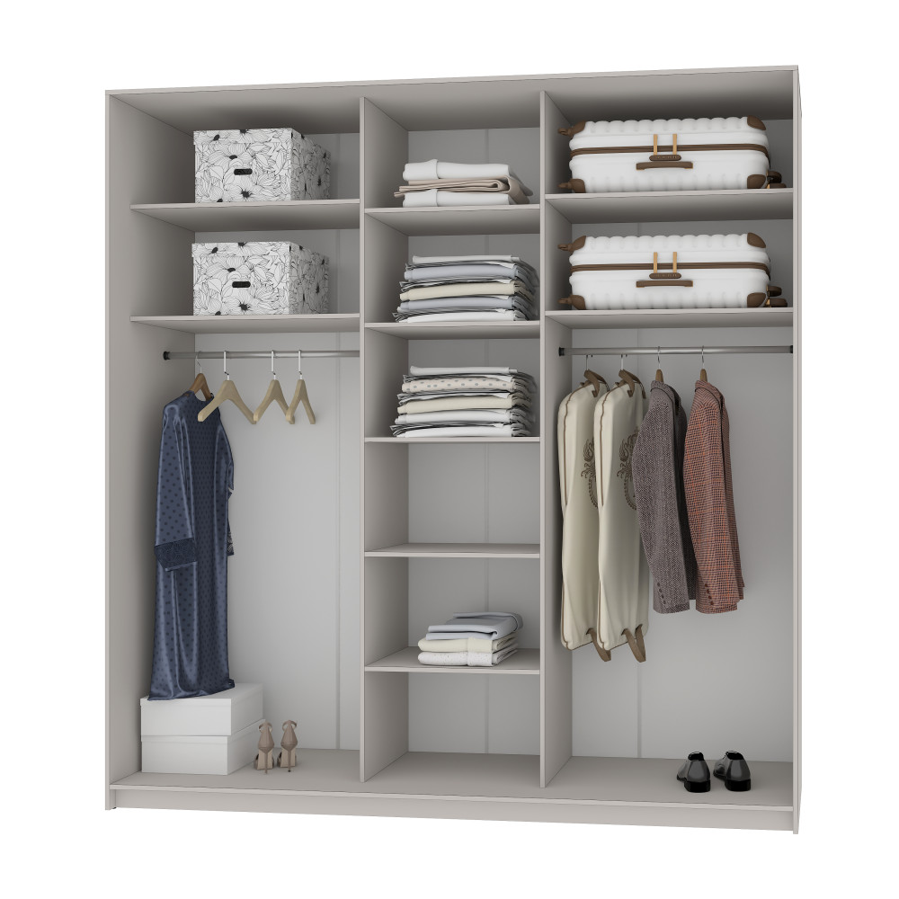 MebelStar Three-door wardrobe Standard AL 2DSP/Mirror Anthracite, 230x60x240 cm (MBS-1841)