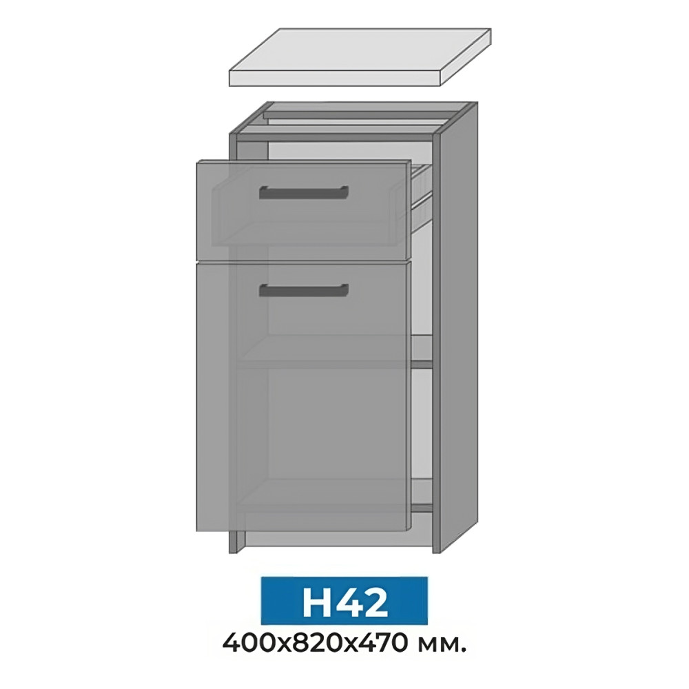 MebelStar Modular kitchen Nika 1.6 m Alaska white/Anthracite (MBS-1452)