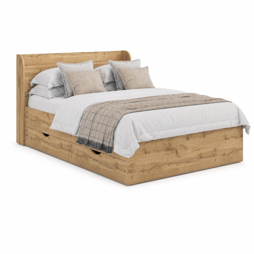 Кровать двуспальная MebelStar Адель с ящиками 140x200 см Дуб тахо (MBS-1425)