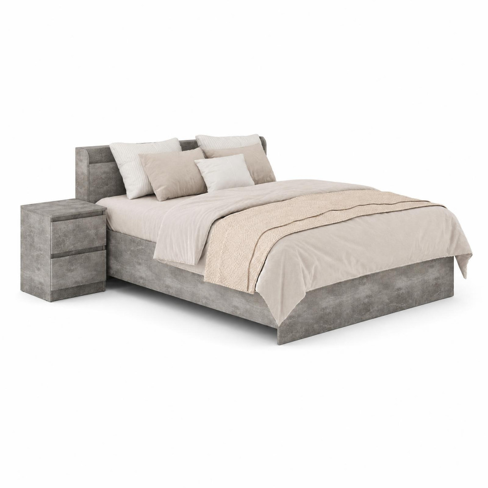 MebelStar Bed Double bed Neo 160x200 cm Concrete (MBS-1132)