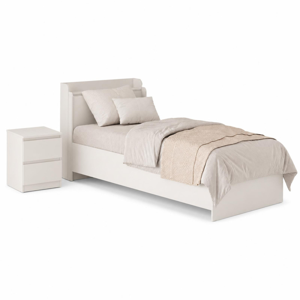 MebelStar Bed Single bed Neo 90x200 cm Alaska white (MBS-1140)