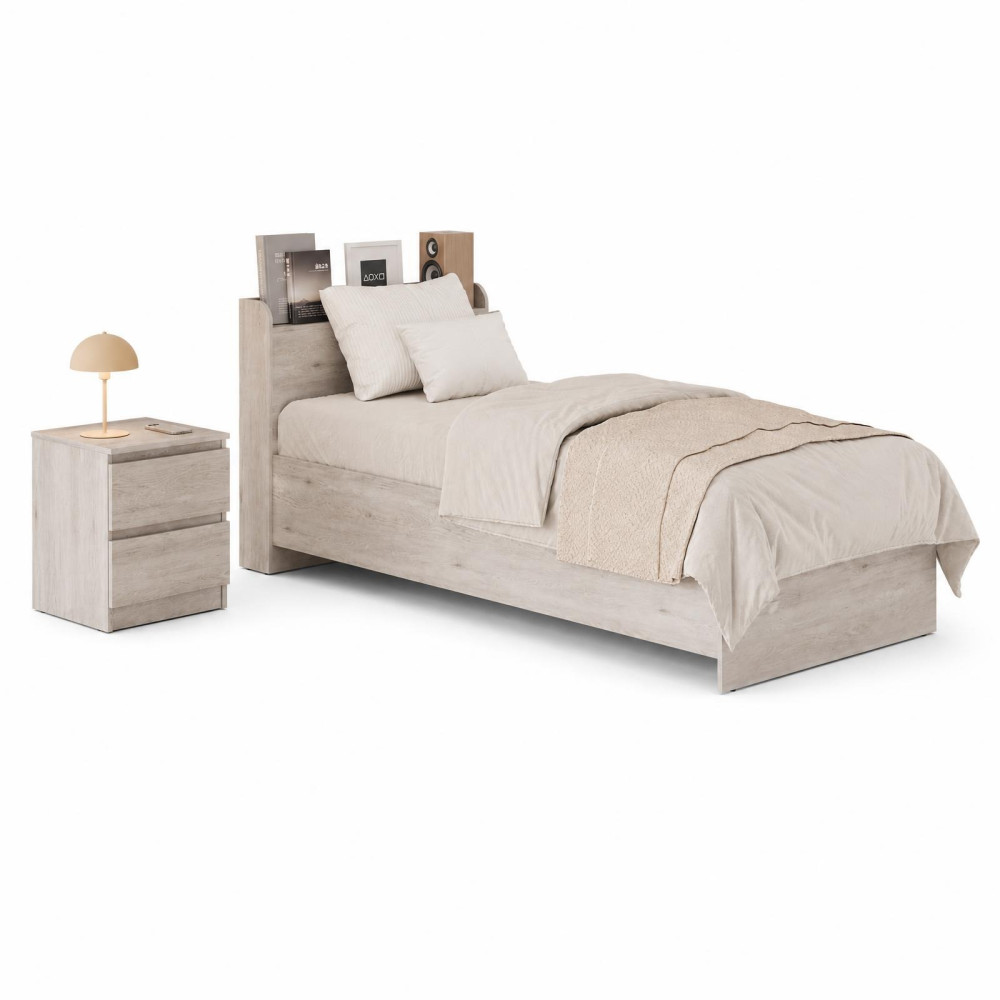 MebelStar Bed Single bed Neo 90x200 cm Alaska gray (MBS-1146)