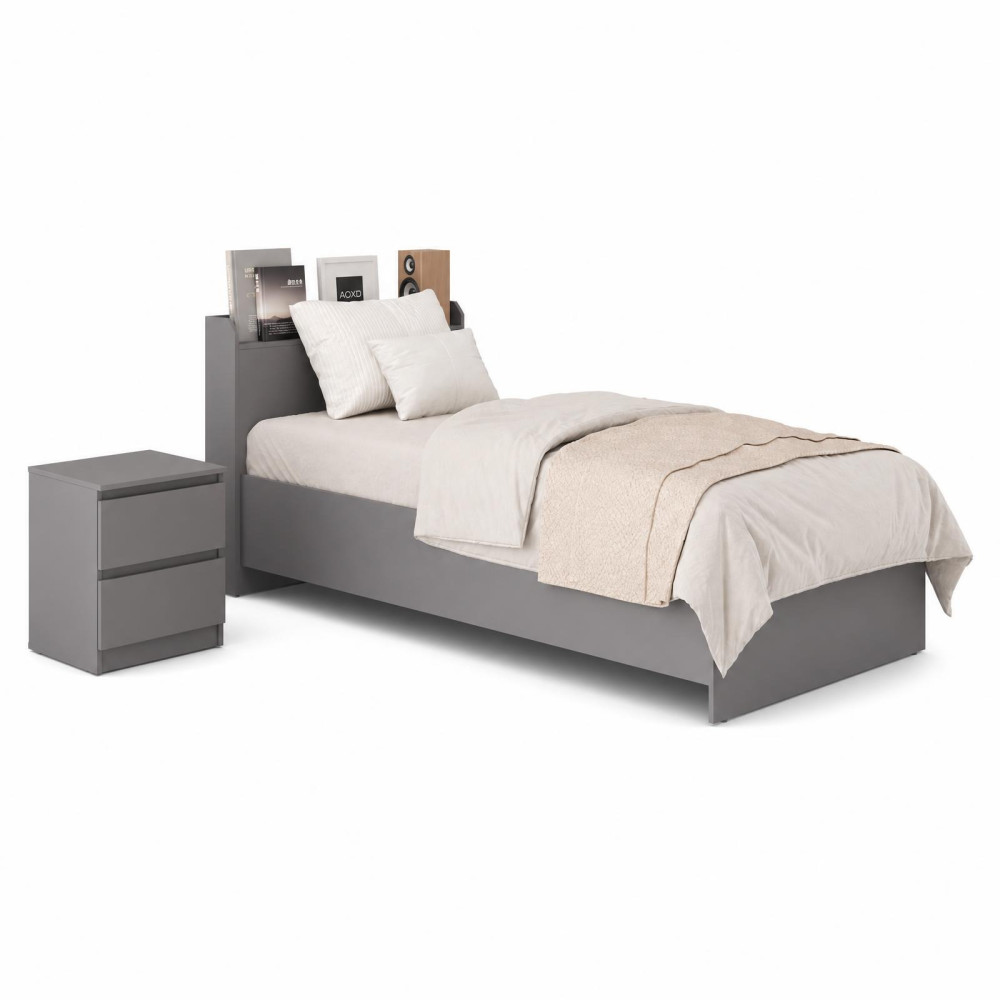 MebelStar Bed Single bed Neo 90x200 cm Gray mouse (MBS-1148)